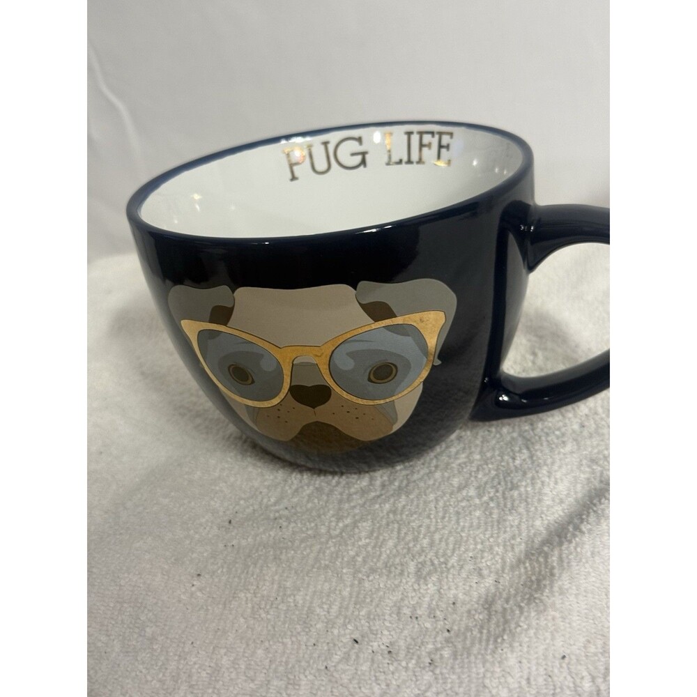 Pug Life Oversized Coffee Mug 16oz Navy Pugs life Dbl Sided